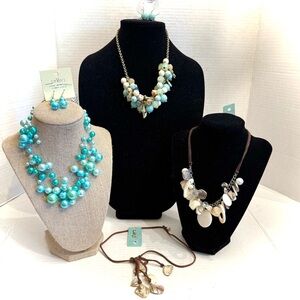 Lot of 4 Necklace Earrings Bundle SHELLS AND JEWELS etc, new/with tags Jewelry